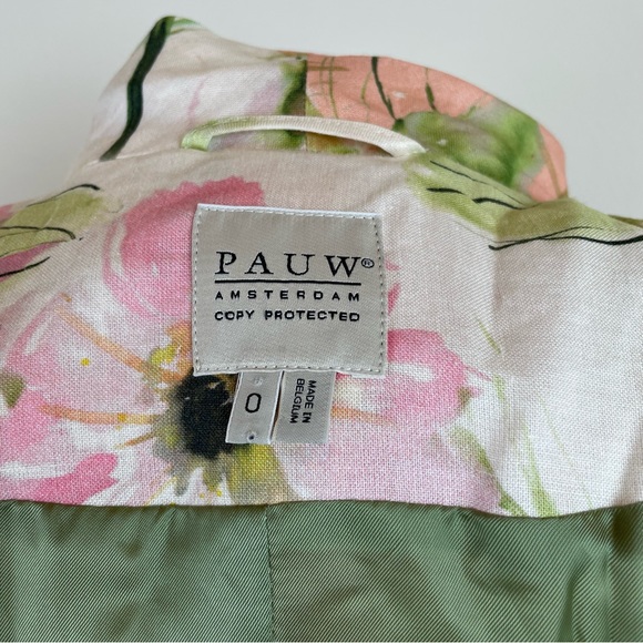 Pauw Amsterdam 100% Ramie Colorful Pastel Floral Blazer Jacket Women Size 0 - Picture 2 of 7